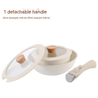 Removable Handle Non-stick Thickened White Pan
