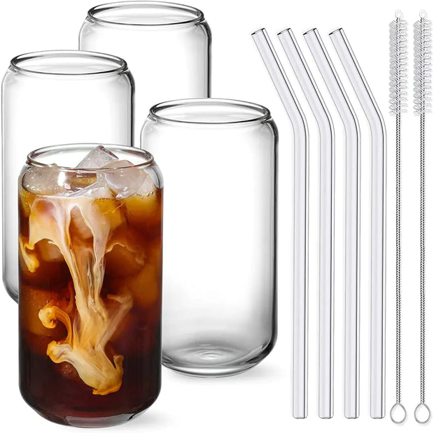 Glass Cup with Lid and Straw | Reusable Beverage Glass for Smoothies, Iced Drinks & More