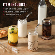 Glass Cup with Lid and Straw | Reusable Beverage Glass for Smoothies, Iced Drinks & More